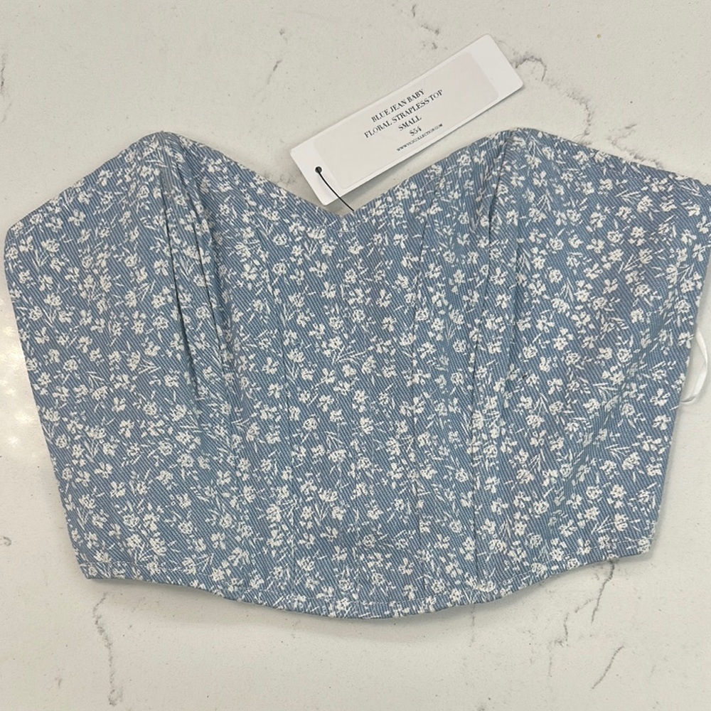 Vici Blue Floral Crop Top